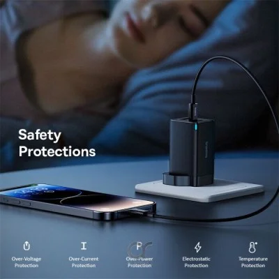 Baseus 65W 3-Port (2 Type-C + Usb-A) Fast Wall Charger - Black